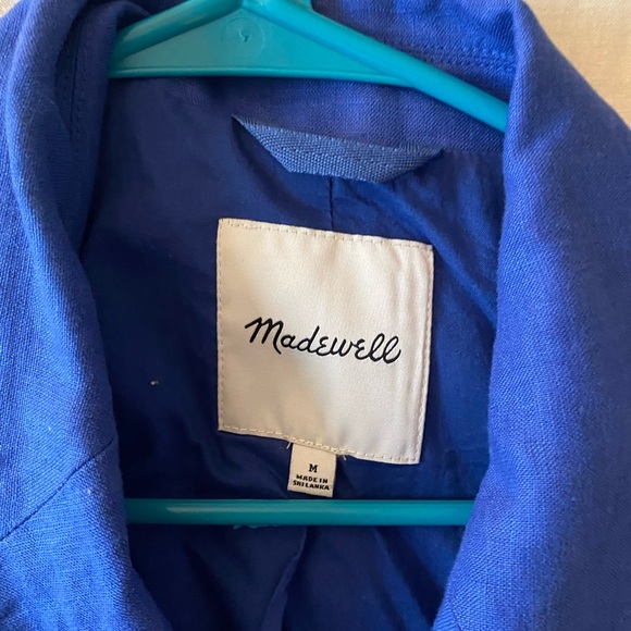 Madewell 100% Linen Double Breasted Blazer Blue - Picture 5 of 6